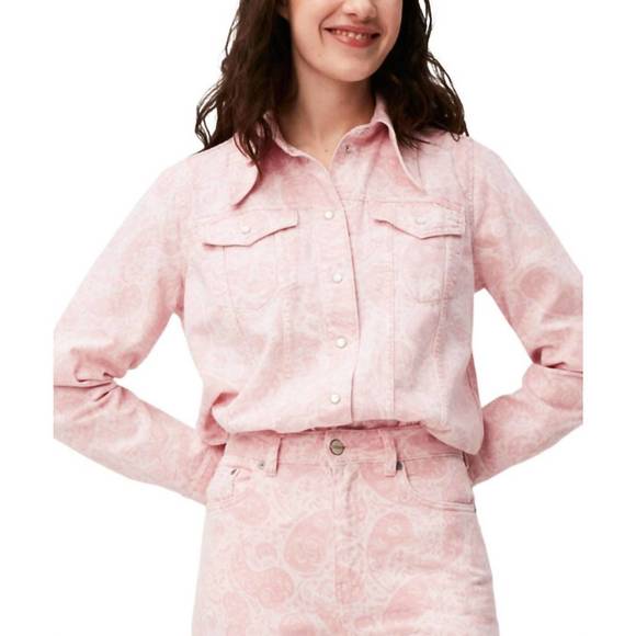 NEW GANNI denim western top in pink - Picture 1 of 3